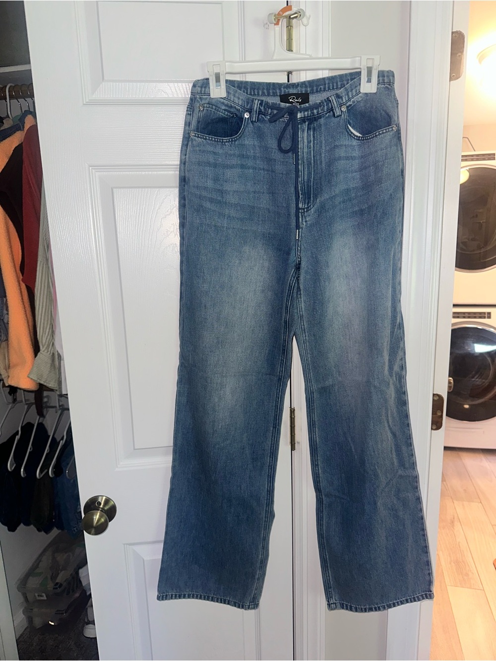 Rails Blue Wide-Leg Denim Jeans with Drawstring Waist